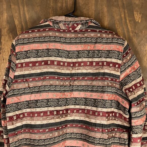 Alfred Dunner Womens Jacket Orange Brown Aztec Full Zip Shoulder Pads Cotton 20 - Picture 11 of 12